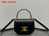 Celine Mini Besace Triomphe in Black Shiny Calfskin Replica