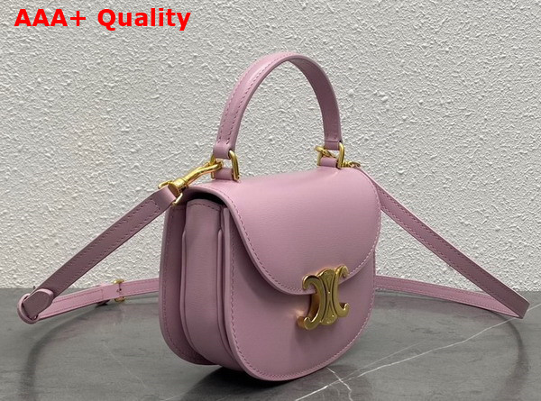 Celine Mini Besace Triomphe in Light Pink Shiny Calfskin Replica