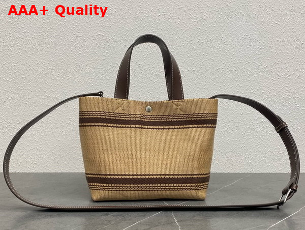 Celine Mini Cabas in Textile with Raffia Effect and Calfskin Natural Chestnut Replica