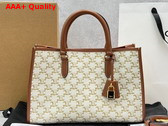 Celine Mini Horizontal Cabas in Triomphe Canvas and Calfskin White Replica