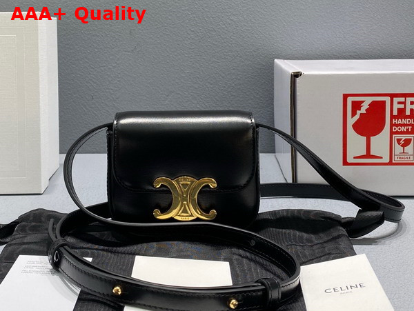 Celine Mini Triomphe in Black Shiny Calfskin Replica