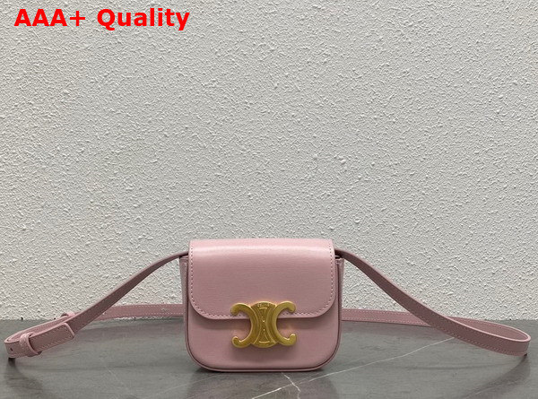 Celine Mini Triomphe in Light Pink Shiny Calfskin Replica