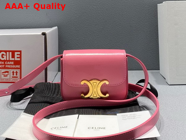 Celine Mini Triomphe in Pink Shiny Calfskin Replica