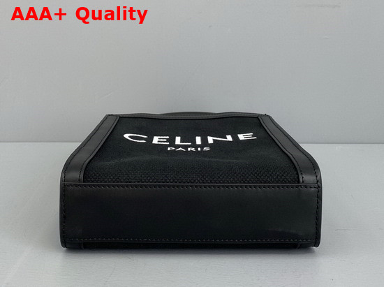 Celine Mini Vertical Cabas Celine in Textile with Celine Print and Calfskin Black Replica