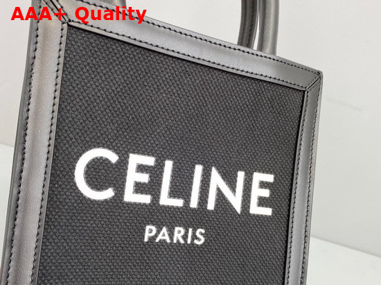 Celine Mini Vertical Cabas Celine in Textile with Celine Print and Calfskin Black Replica