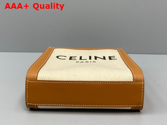 Celine Mini Vertical Cabas Celine in Textile with Celine Print and Calfskin Natural Tan Replica