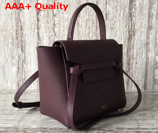 Celine Nano Belt Bag in Burgundy Grained Calfskin Replica