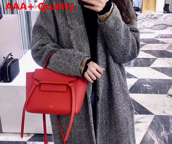 Celine Nano Belt Bag in Red Grained Calfskin Replica