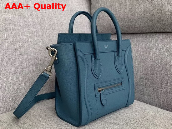 Celine Nano Luggage Bag in Blue Drummed Calfskin Replica