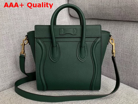 Celine Nano Luggage Bag in Green Drummed Calfskin Replica