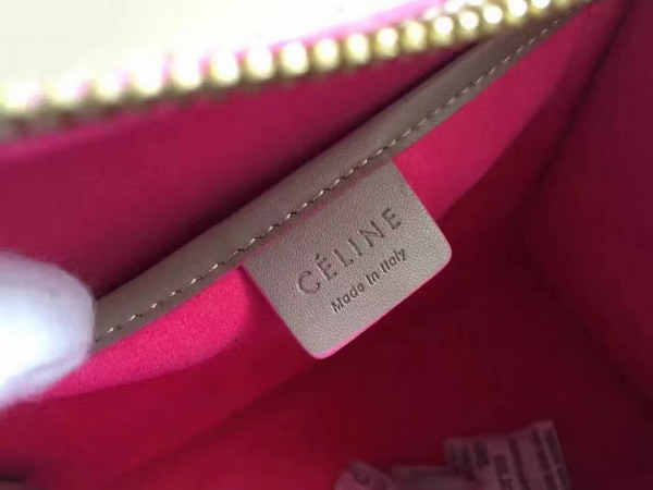 Celine Nano Luggage Handbag in Grey Smooth Calfskin with Pink Paint Edge for Sale