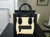 Celine Nano Luggage Handbag in Multicolour Natural Calfskin White and Black for Sale