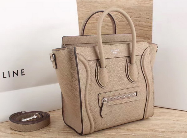 Celine Nano Luggage Shoulder Bag in Beige Grained Calfskin For Sale