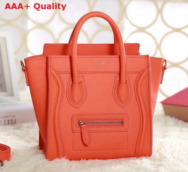 Celine Luggage Nano in Orange Real Leather for Sale