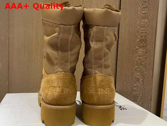 Celine Outdoor Lace Up Boot in Suede Calfskin and Nylon Tan Replica