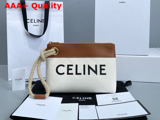 Celine Pouch Marin in Denim and Calfskin Natural Tan Replica