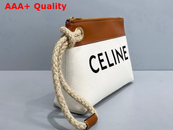 Celine Pouch Marin in Denim and Calfskin Natural Tan Replica