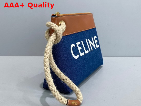 Celine Pouch Marin in Denim and Calfskin Navy Tan Replica