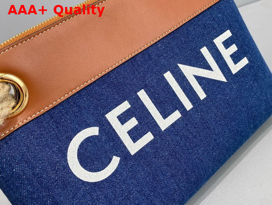 Celine Pouch Marin in Denim and Calfskin Navy Tan Replica