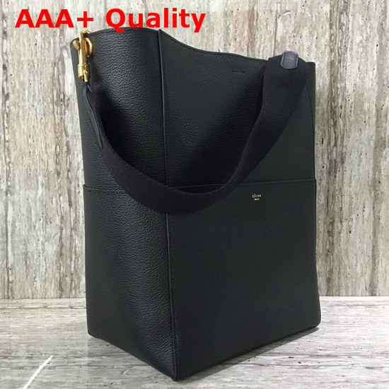 Celine Sangle Bucket Bag in Black Soft Grained Calfskin Replica