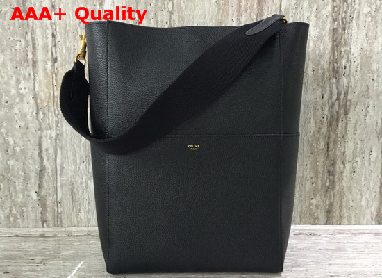 Celine Sangle Bucket Bag in Black Soft Grained Calfskin Replica