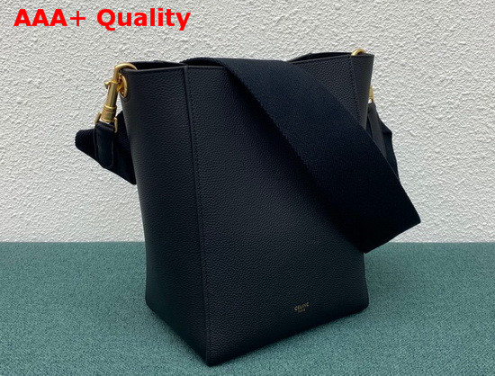 Celine Sangle Small Bucket Bag in Black Soft Grained Calfskin Replica