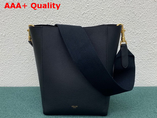 Celine Sangle Small Bucket Bag in Black Soft Grained Calfskin Replica