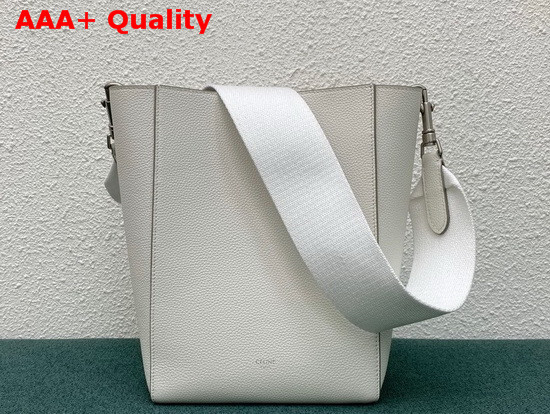 Celine Sangle Small Bucket Bag in White Soft Grained Calfskin Replica