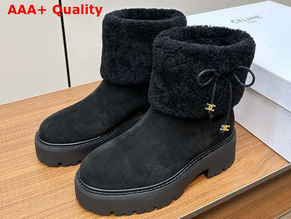 Celine Shearling Boot in Black Suede Leather Replica