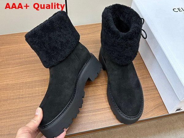 Celine Shearling Boot in Black Suede Leather Replica