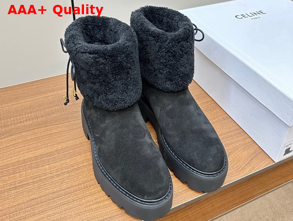 Celine Shearling Boot in Black Suede Leather Replica