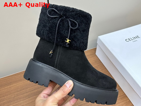 Celine Shearling Boot in Black Suede Leather Replica