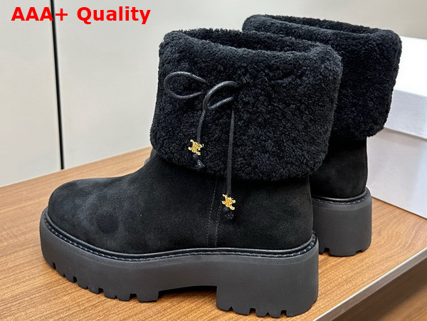 Celine Shearling Boot in Black Suede Leather Replica