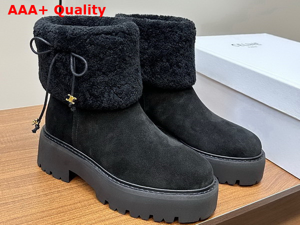 Celine Shearling Boot in Black Suede Leather Replica