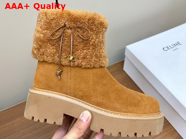 Celine Shearling Boot in Natural Suede Leather Replica