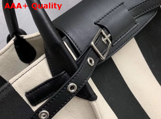 Celine Small Big Bag in Large Striped Textile Black and White Replica