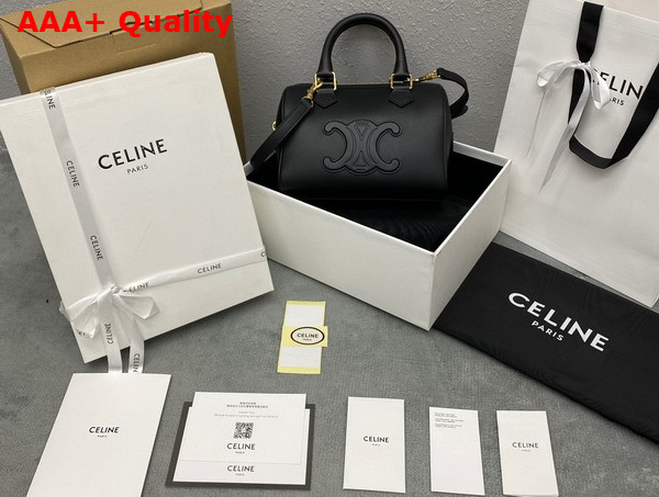 Celine Small Boston Cuir Triomphe in Smooth Calfskin Black Replica