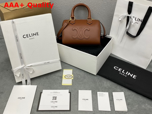 Celine Small Boston Cuir Triomphe in Smooth Calfskin Tan Replica