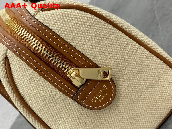 Celine Small Boston Cuir Triomphe in Texile and Calfskin Natural and Tan Replica