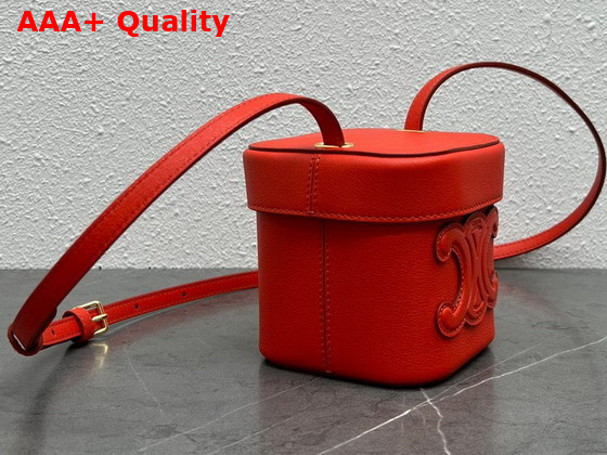 Celine Small Box Cuir Triomphe in Smooth Calfskin Red Replica