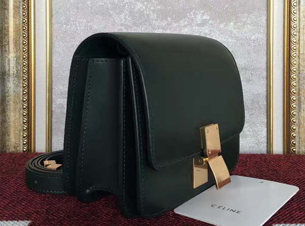 Celine Small Box Green Smooth Calfskin For Sale