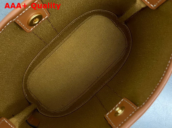 Celine Small Bucket in Triomphe Canvas and Calfskin Tan Replica