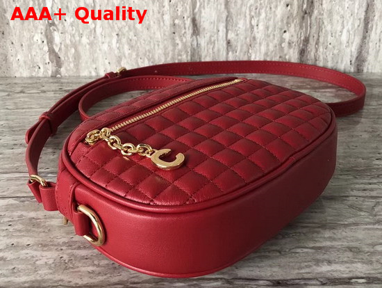 Celine Small C Charm Bag in Red Quilted Calfskin Replica