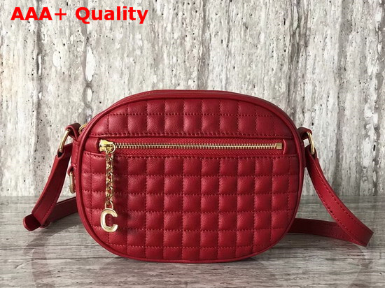 Celine Small C Charm Bag in Red Quilted Calfskin Replica