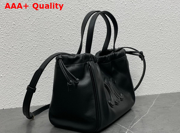 Celine Small Cabas Drawstring Cuir Triomphe in Smooth Calfskin Black Replica