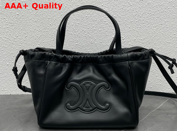 Celine Small Cabas Drawstring Cuir Triomphe in Smooth Calfskin Black Replica