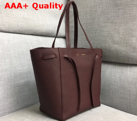 Celine Small Cabas Phantom in Burgundy Soft Grained Calfskin Replica