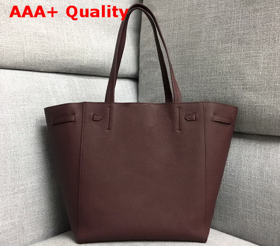 Celine Small Cabas Phantom in Burgundy Soft Grained Calfskin Replica