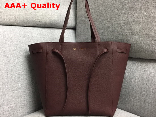 Celine Small Cabas Phantom in Burgundy Soft Grained Calfskin Replica