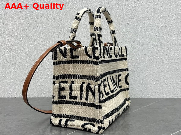 Celine Small Cabas Thais in Textile with Celine All Over White and Black Replica